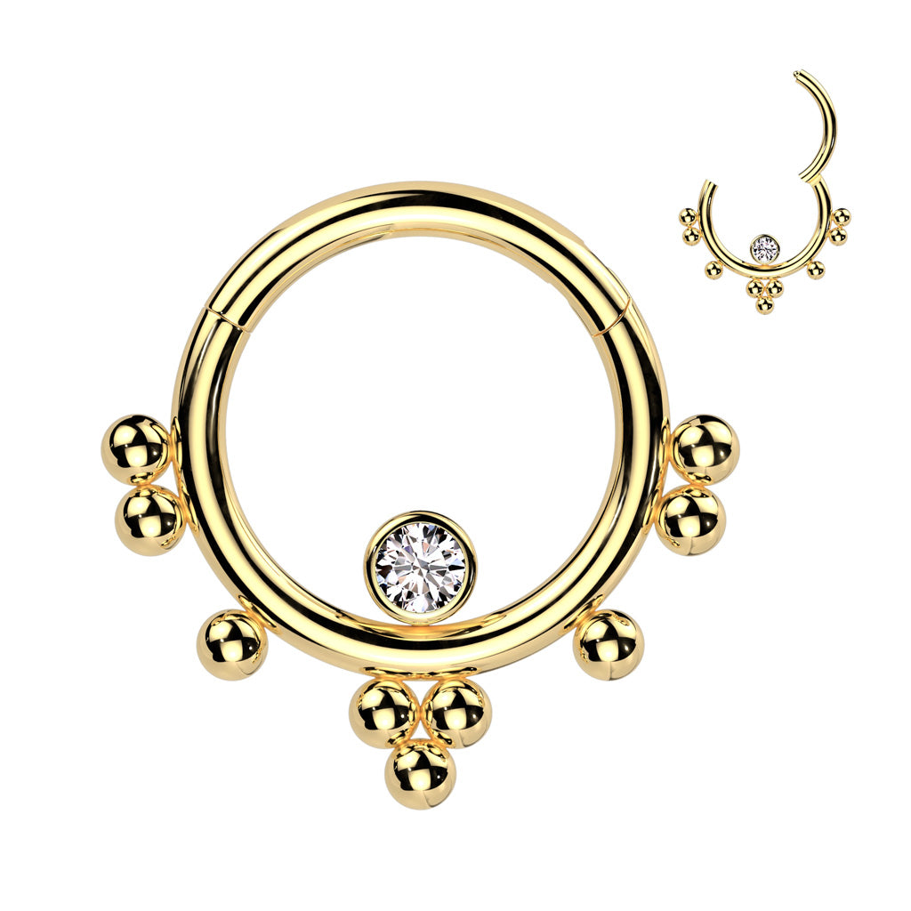 Surgical Steel Hinged Segment Ring With Outer Cluster Balls